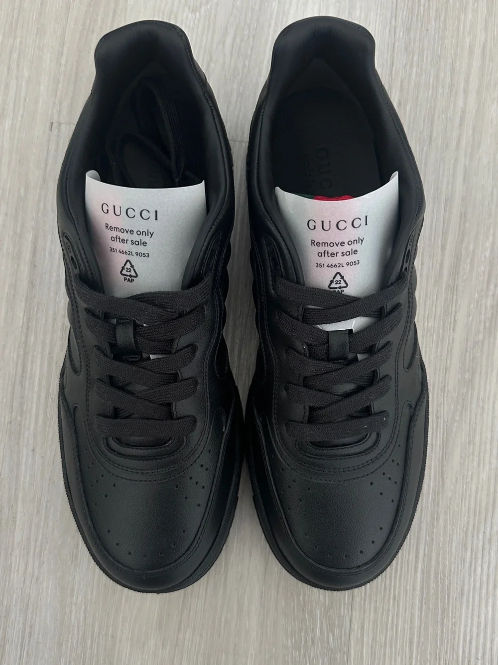 Gucci Re-Web Low Top Sneaker Black Leather (SKU 786186) 10/US 10.5